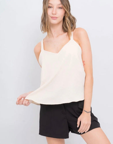 Generic Lurex Sleeveless Cross-Back Blouse 0