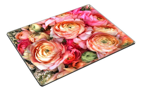 MSD Natural Rubber Gaming Mouse Pad Peony Bouquet Pink Floral Pattern 1