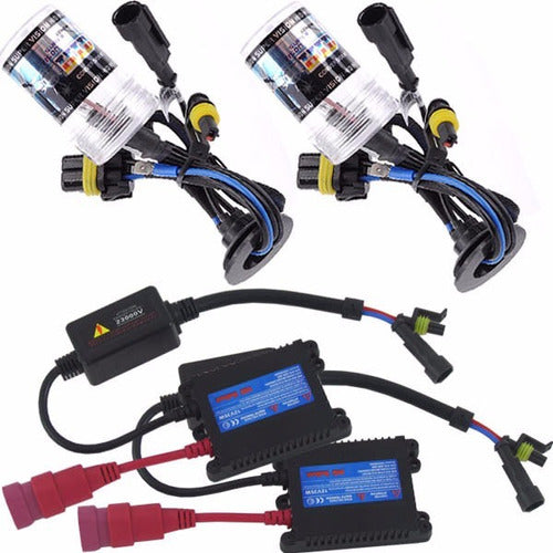 Kit Xenon H16 6000k Sensor Estacionamento Ré 4 Pontos Prata 1