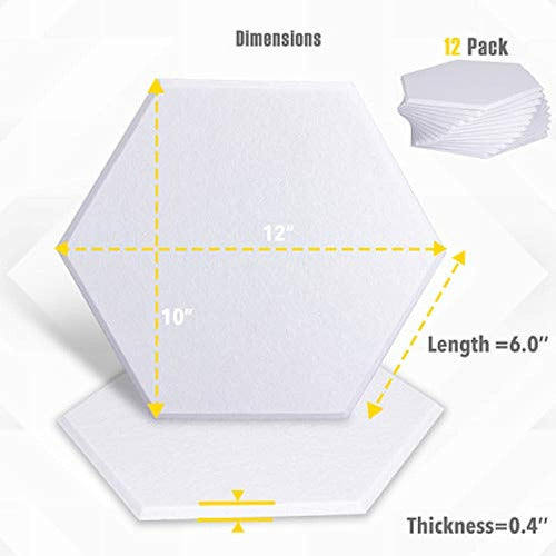 Paquete De 12 Paneles De Absorción Acústica Hexagonales, 12 1