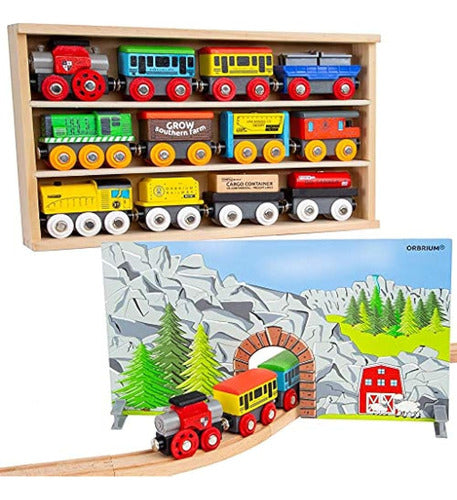 Orbrium Wooden Toy Train and Locomotive Collection 0