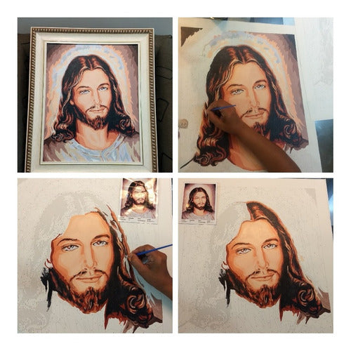 Tela Para Pintura Por Números 40x50cm. Jesus Cristo 2021 1