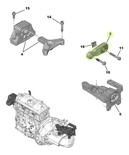 Motor Lower Bieleta Support Peugeot Citroen 301 1.6 16v 2