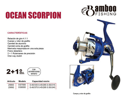 Bamboo Ocean Scorpion 8000 Front Drag Reel with 3 Bearings 1