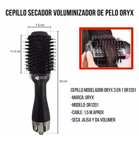 Cepillo Eléctrico Secador Oryx 3 En 1 Alisador Voluminizador 1