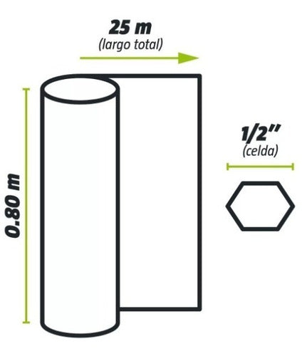 Tejido Malla Hexagonal Gallinero Galvanizad 1/2'' 0,8m X 25m 3