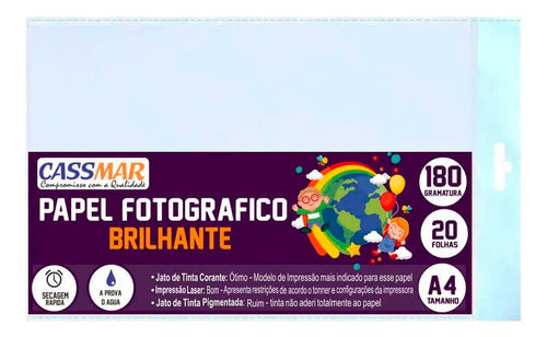 Papel Foto 180g Brilho Glossy A4 210x297mm 1200fls 0