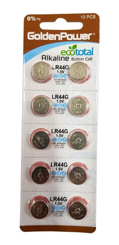Pack of 10 LR44 Button Cell Batteries for Watches and Thermometers 0