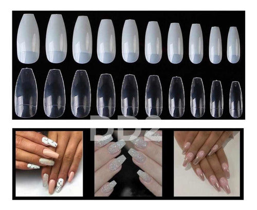 DD2 Ballerina Coffin Tips X100 Ultra Thin Flexible Nail Manicure 2