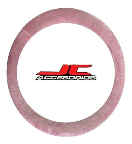 Plush Pink Steering Wheel Cover 38cm 1