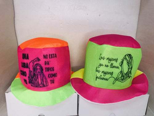 10 Galeras Fluo Shakira Frase, Sombreros Fluo 4