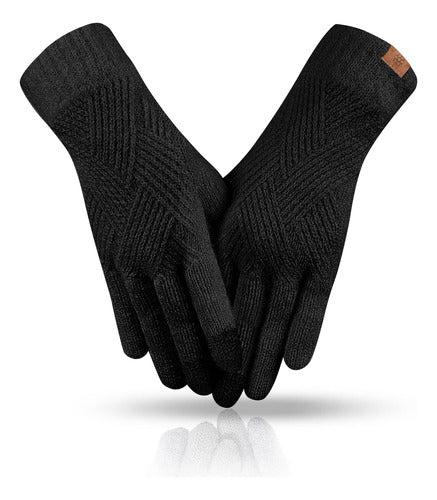 REACH STAR Women's Winter Touchscreen Gloves, 3 Finger Touch Screen, Double Layer Thermal Knit Lining 0