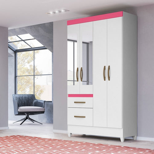 Punto Union Wardrobe with 4 Doors - 111x204x047 Mirrors - Madri Flex 5