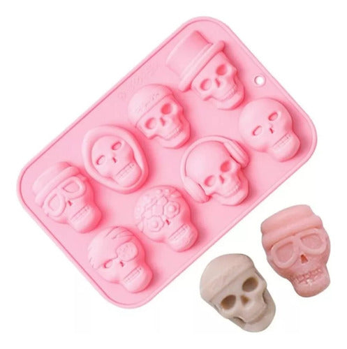 AIUARTESANAS Silicone Mold 8 Skull Pastry Choco Plaster 0