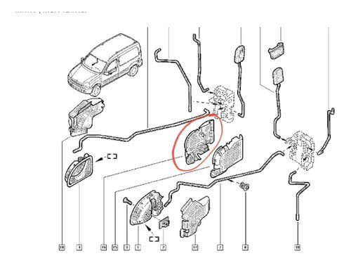 Renault Tapa Cubierta Comando Cerradura Der. Kangoo Original 2