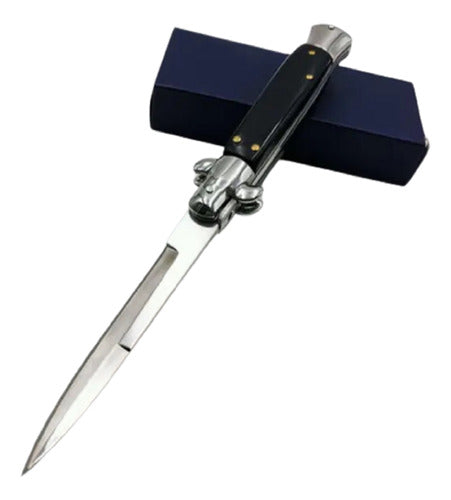 Automatic Stiletto Magnum 8 Cm Blade with Lock, Black Handles 1