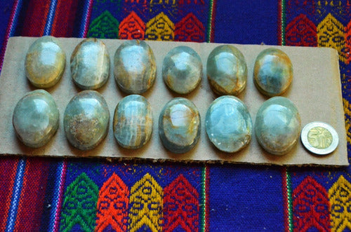 Lot of Sky Onyx Stone Grooved Cabochon 1