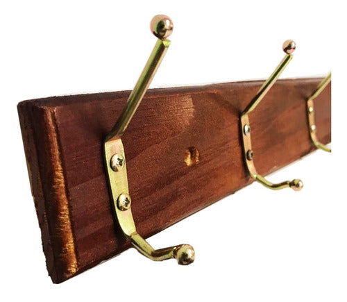 Wood and Metal Wall Coat Rack with 5 Hooks by Silmar Online 1