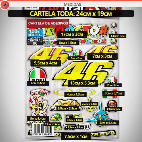 Cartela Valentino Aprilia Sonic 24 Adesivos Resinados 2