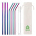 VEHHE 8x Reusable Stainless Steel Rainbow Straws 265mm 0