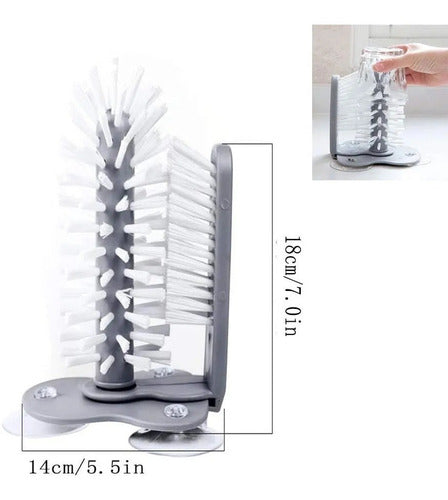 Double Brush Glass and Cup Washing Brush with Suction Cups Innovation 2
