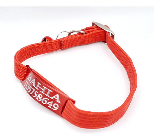 Medallas para Perros Red Aluminum Cat Tag + 1 Cm Flexible Red Collar 0