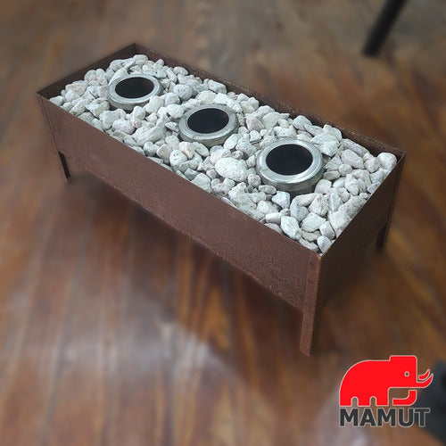 Mamut Iron Fire Pit with 3 Burners and Volcanic Rocks 50cm 11