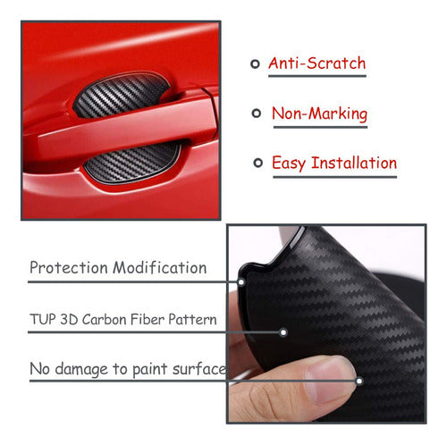 WORCAS Premium 4 Carbon Fiber TPU Door Handle Covers 1