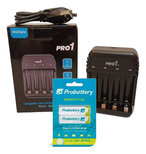 Probattery Rechargeable Battery Charger and AA Batteries 0