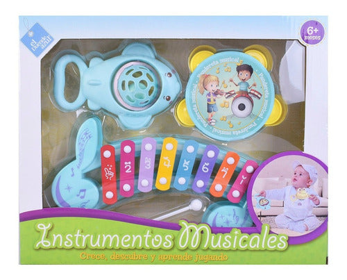 El Duende Azul Musical Set Xylophone Tambourine and Rattle Mt3 7442 Ttm 4