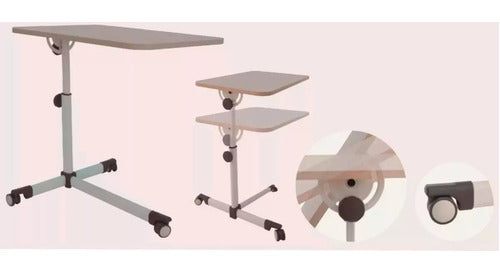 AGM Adjustable Hospital Auxiliary Table with Wheels 2