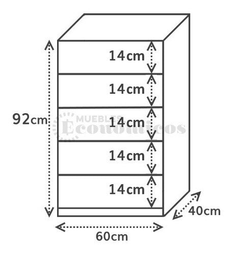 Muebles Económicos Comfortable Youth Chest of Drawers with 5 Drawers 3