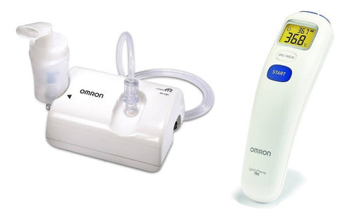 Omron NE-C801 Nebulizer + MC-720 Infrared Thermometer Combo 0