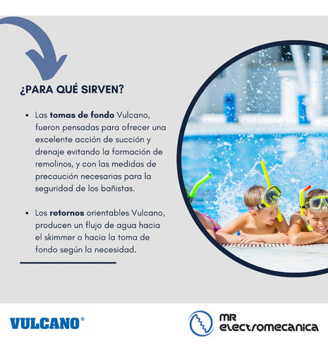 Vulcano Combo Kit for Concrete Pool: 20cm Skimmer, Bottom Suction, Adjustable Returns, and Virola 3