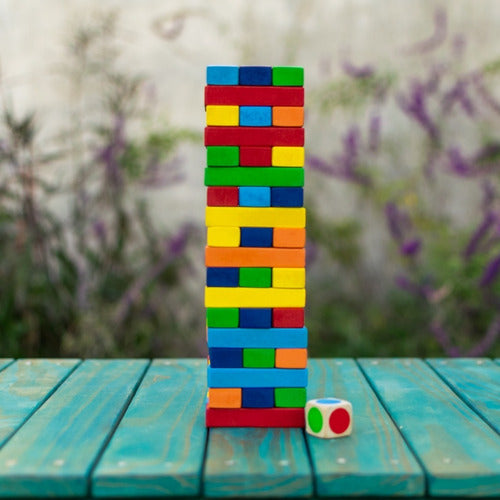 Color Tower Wood Blocks 54 Pieces Given Quality - Torre De Colores Bloques De Madera 54 Piezas Dado Calidad