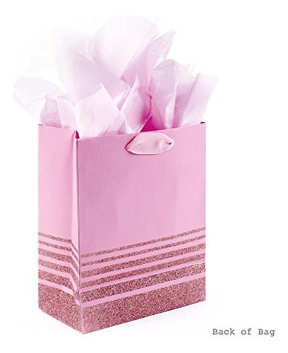 Hallmark 9" Medium Gift Bag with Tissue Paper (Pink Stripes) 2