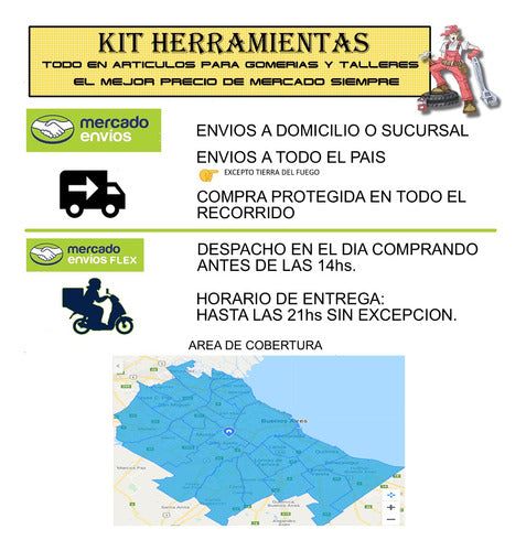 KIT HERRAMIENTAS Válvula Tr-51 Por 4 Unidades Para Reparacion Camara Moto 1