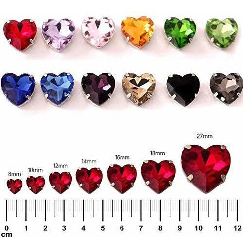 50pcs Heart Shaped Glass Rhinestones 12mm in Lilac - Pack of 50 1