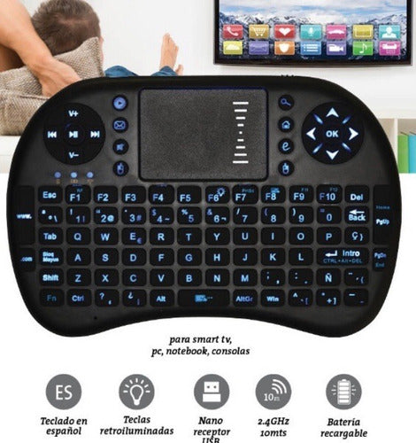 Mini Teclado Tv Smart Control Remoto Inalámbrico Con Luz 1