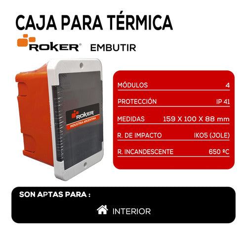 Caja Para Termica 4 Modulos Embutir Pr403 Linea Recta Roker 3