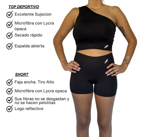 Women's Sports Set - Black Lycra Sports Shorts and Top 1