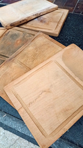 Set of 6 Handmade Second-Grade Carob Wood Combination Plates 30x20 cm 1