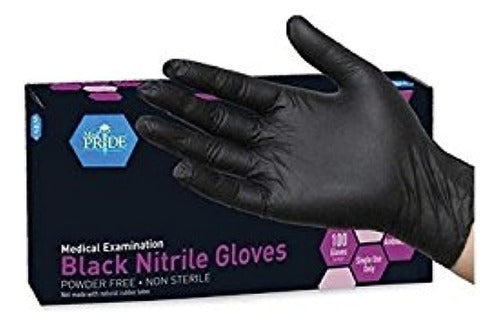 Guantes De Examen Sin Polvo De Nitrilo Medpride, Negros, Peq 1