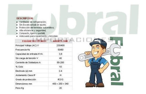 Fubral Electric Welder 200amp 2