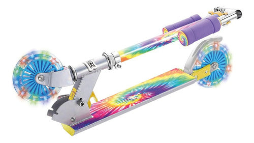 Ozbozz Tie Dye Scooter Plegable - Light Up Wheels - Edades 5 1