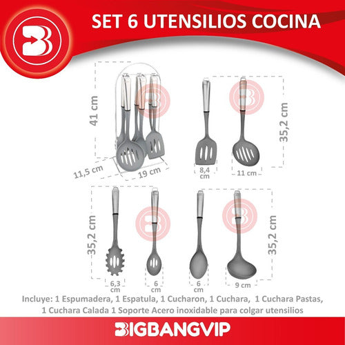 Hudson Set X6 Kitchen Utensils - Spatula, Ladle, Stand 1