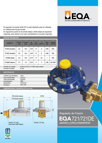 EQA Gas Regulator GLP 5m3 Model 721 Second Stage 4