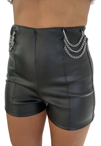 Elegant High-Waisted Black Women's Coated Shorts by Novus 0