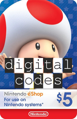 Nintendo Eshop Switch / U / 3ds Usa 5 Usd Digital Codes 0