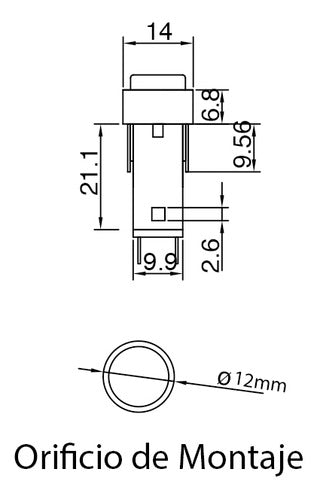 Round Red 14mm NC 2A Push Button (Normally Closed) 2